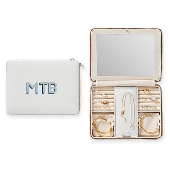 Large Monogrammed Travel Jewelry Case