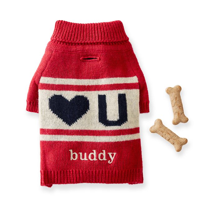 Red + White Striped Knit Dog Sweater Mark and Graham