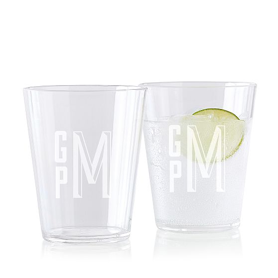 Monogrammed Acrylic Drinking Glasses Set of 5 Mark and Graham
