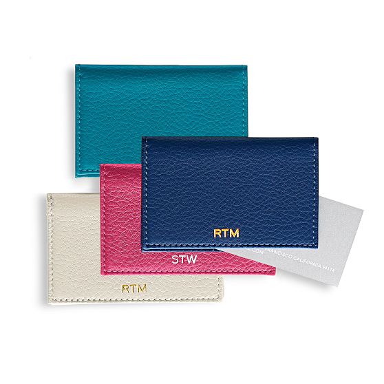 Personalized Business Card Holder Leather Bifold Credit Card 