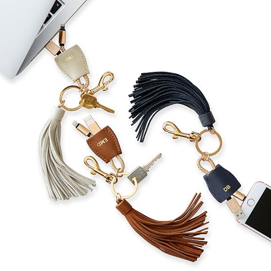 Leather Tassel keychain with USB cable + Leather Tech Wrap Up