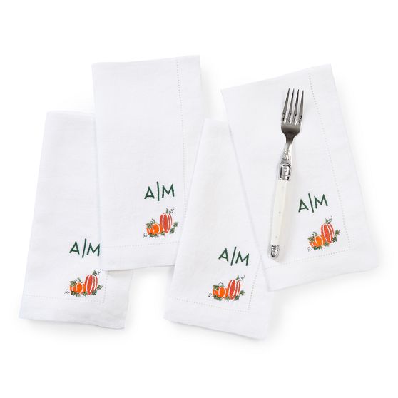 Typographer's Monogrammed Linen Dinner Napkins