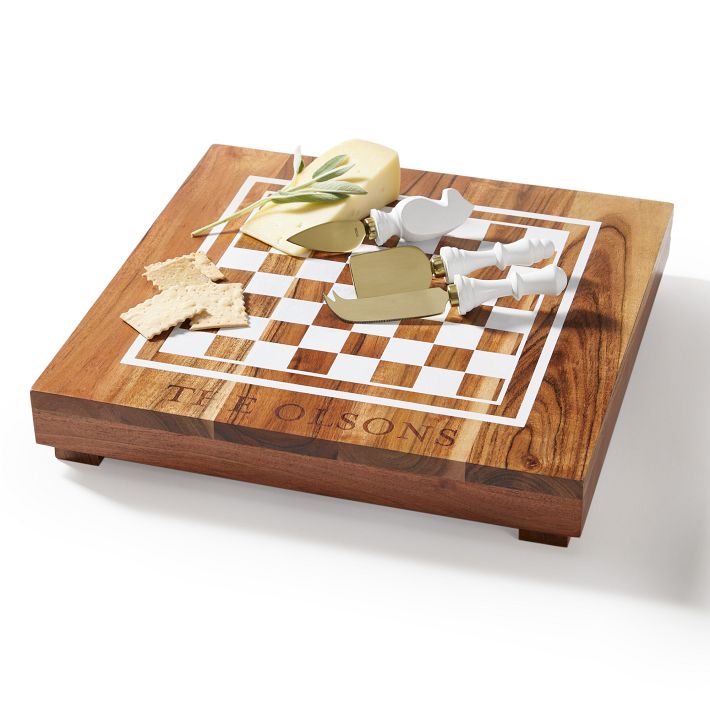 Chess Cheese Board and Knives Set