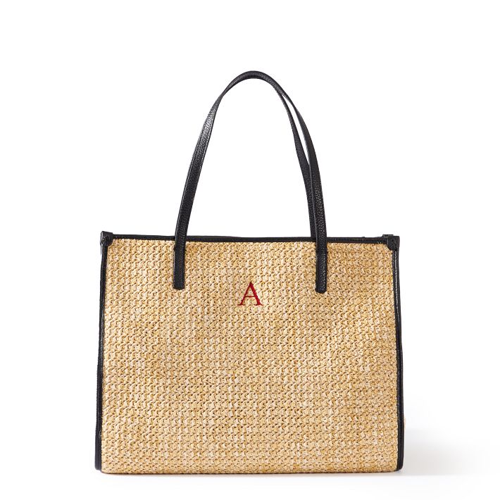 Raffia and Leather Tote | Mark and Graham