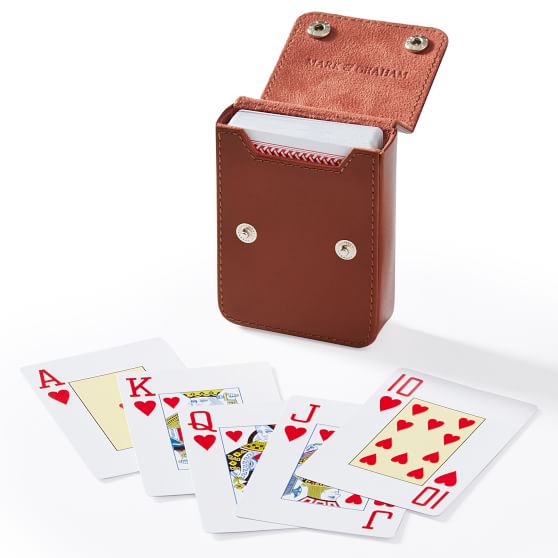 Playing cards with leather case