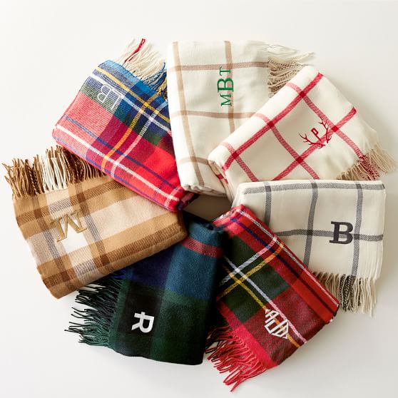 Monogram Blanket Scarf Monogrammed Blanket Scarves Tartan 