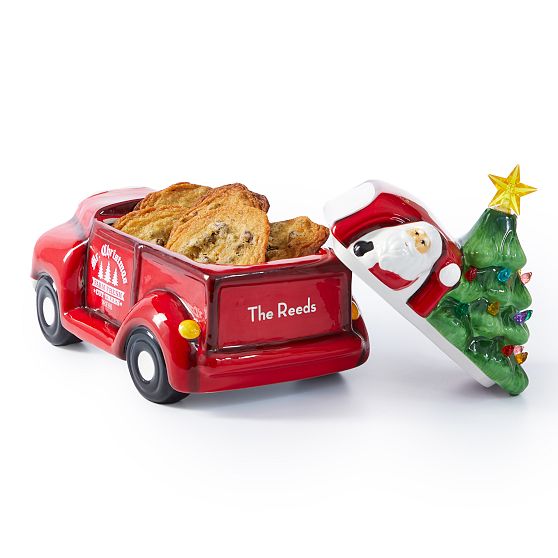 christmas red truck cookie jar