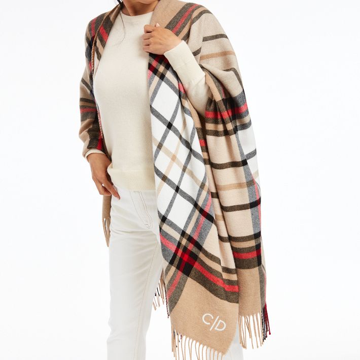 Italian Large Poncho with Knot Closure in Red main image 1