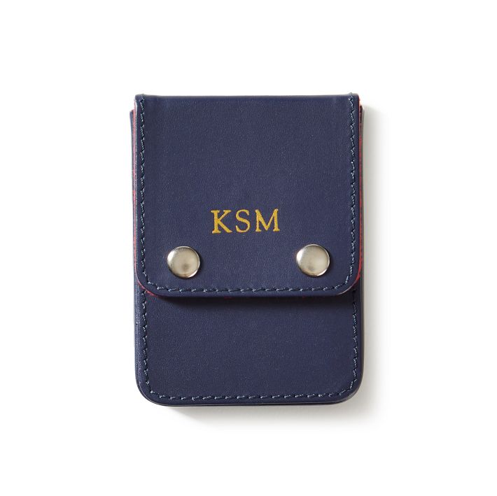 Scallop Leather Card Holder Black