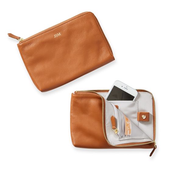 Monogrammed Everyday Italian Leather Mini Zipper Pouch