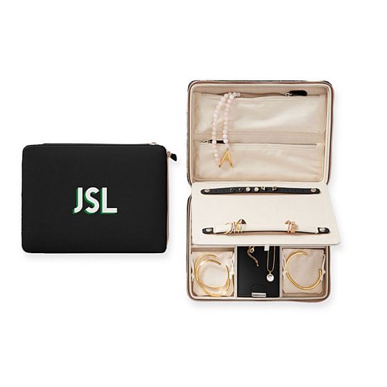 Personalized Large Travel Jewelry Case - Shadow Print