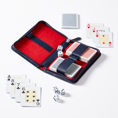 Black Saffiano Leather Playing Cards Set