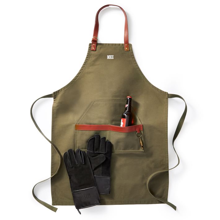 Waxed Canvas and Leather BBQ Apron | Mark and Graham