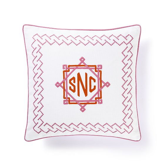 Large Monogram Applique Pillow Cover-embroidered 