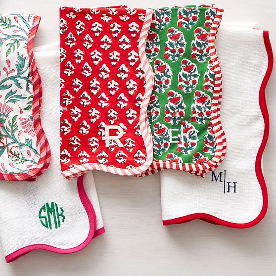 Scalloped block print napkins set of 4 mark and graham