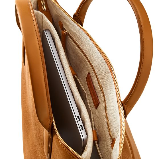 Leather laptop outlet tote