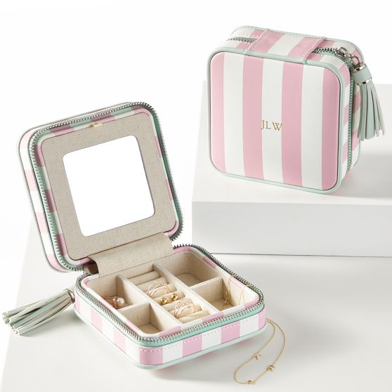 Personalized Small Travel Jewelry Case - Shadow Print