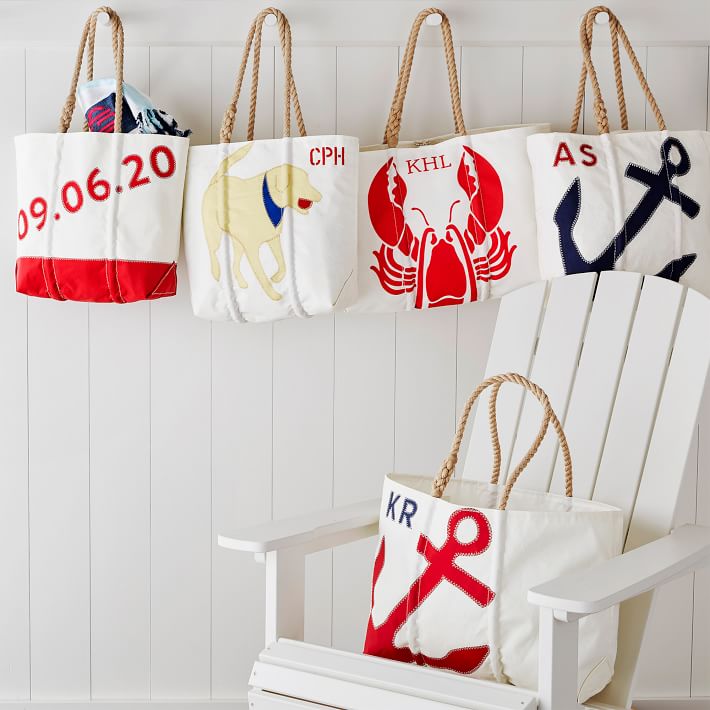Canvas Garment Bag W/monogram/ocean Blue & White Seaside 