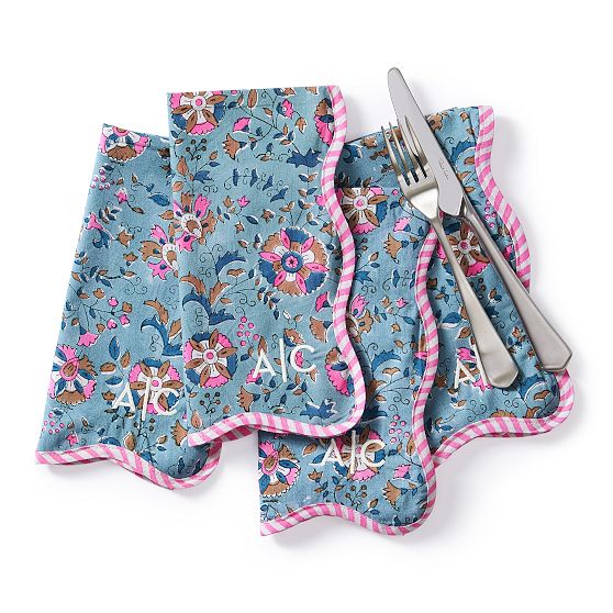 Scalloped Block Print Napkins Set Of 4 Mark And Graham Scalloped block print napkins set of 4 mark and graham