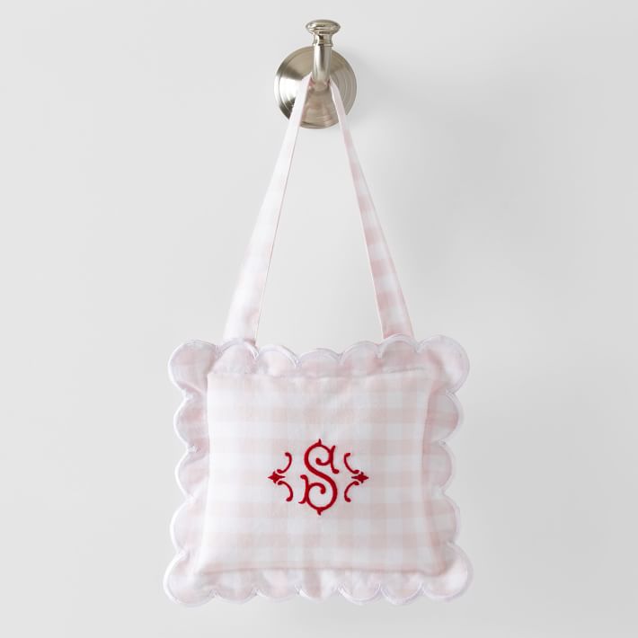 Baby boy Hospital door hanger gingham stripes hand lettering hand painted  custom initials name