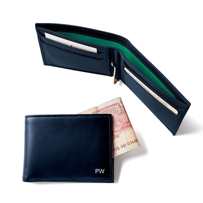 Classic Leather Folded Wallet With Money Clip