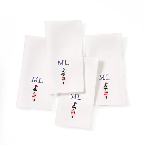 Typographer's Monogrammed Linen Dinner Napkins