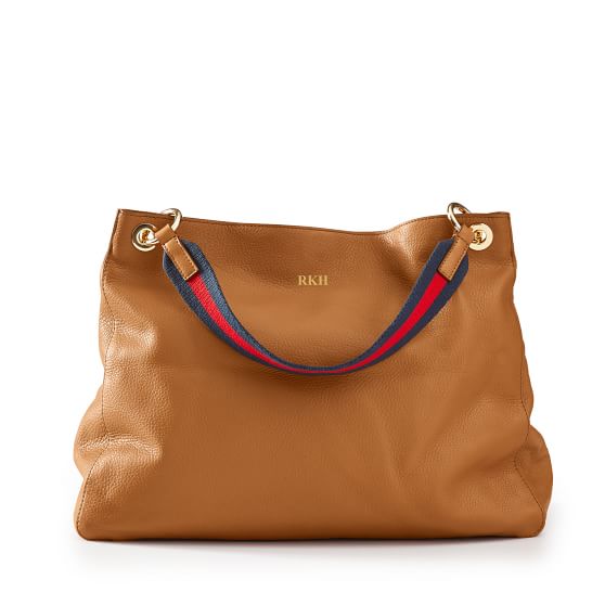 Camel Handbag + Red-Navy Twill Shoulder Strap Set, Custom Bags