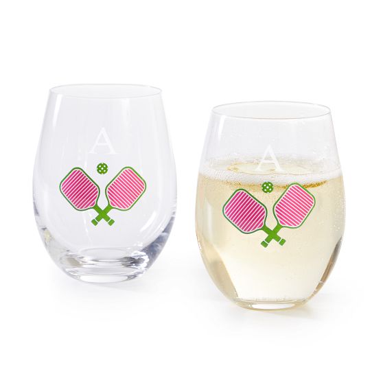 Jeweled Stemless Wine Glass- Pickleball w/ Paddles main image 0