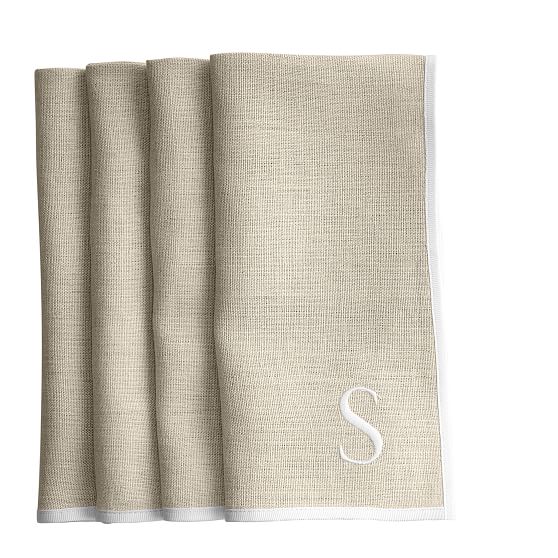 Typographer's Monogrammed Linen Dinner Napkins