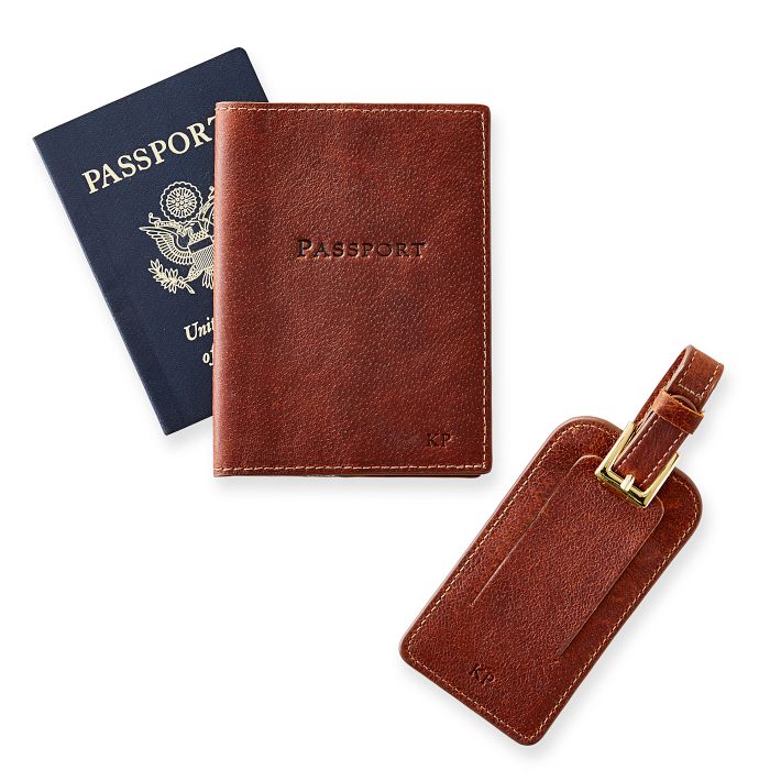 Pigskin Luggage Tag and Passport Case