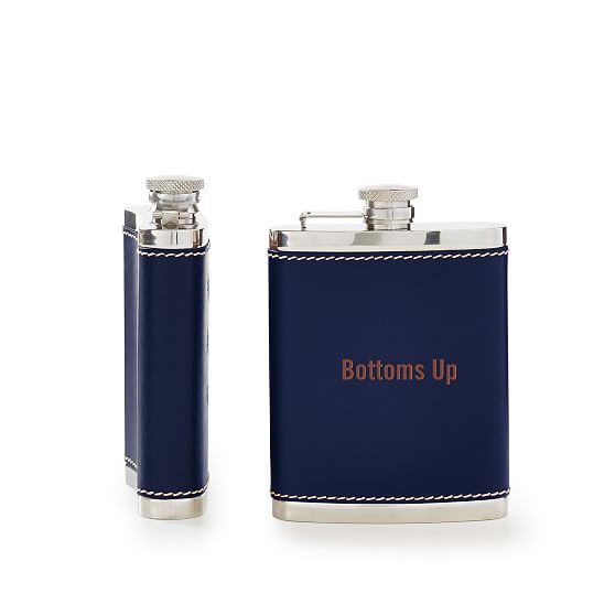 Personalized Leather Wrapped Flask Mark And Graham