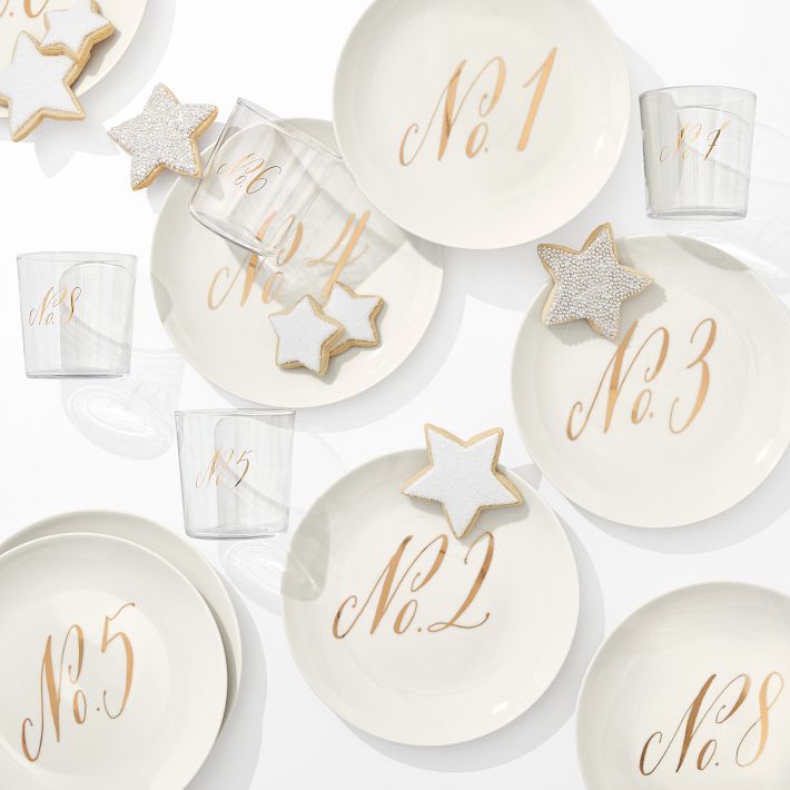 Maybelle Calligraphy Ceramic Dessert Plate, Set of 4, No. Collection