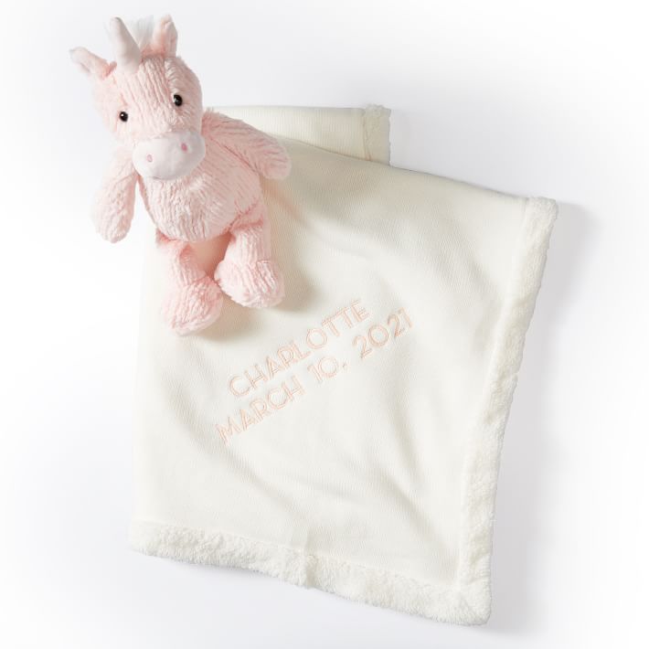 Sherpa Baby Blanket and Plush Animal Gift Set