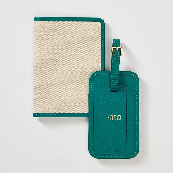 Riviera Italian Canvas Passport Case and Luggage Tag Set Mark and Graham