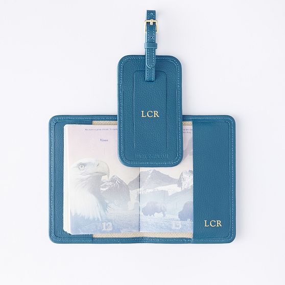 Riviera Italian Canvas Passport Case and Luggage Tag Set Mark and Graham