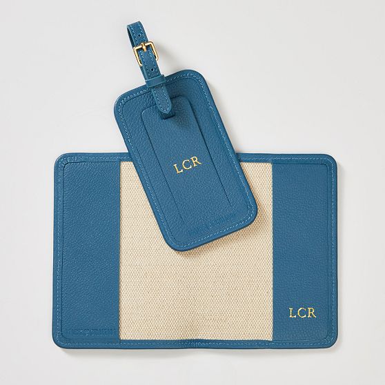 Riviera Italian Canvas Passport Case and Luggage Tag Set Mark and Graham