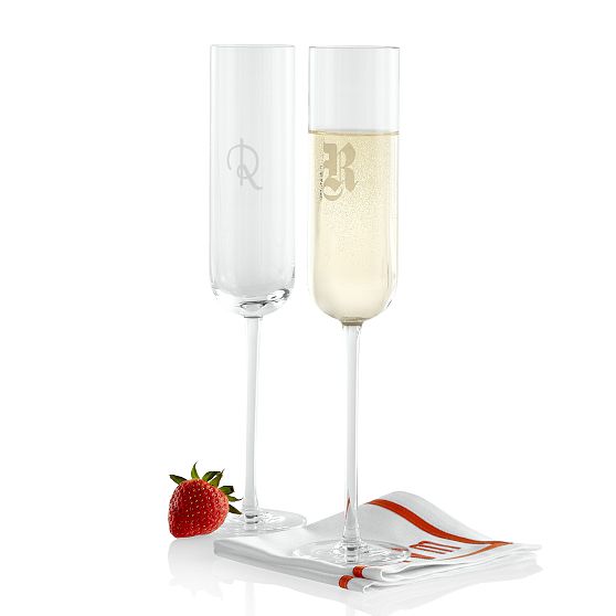 Classic Handblown Monogrammed Champagne Flutes Set Of 2 Mark And Graham