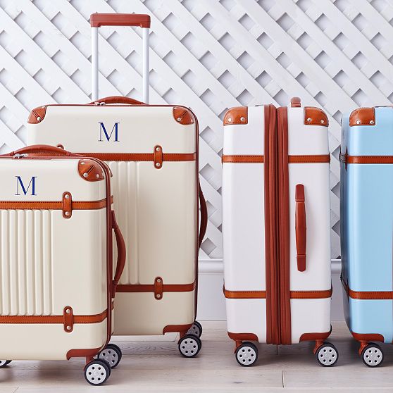 White Terminal 1 Checked + CarryOn Spinner Luggage Set Mark and Graham