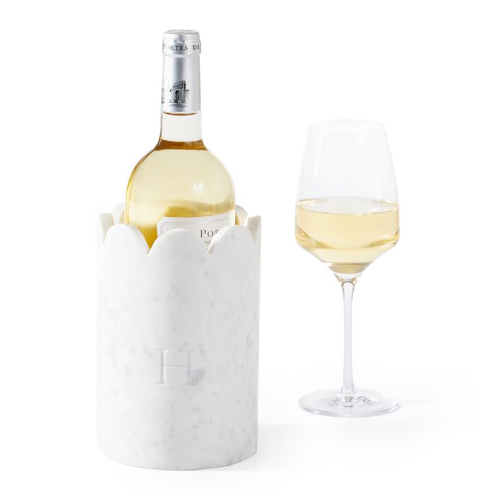 Scalloped Personalized Marble Wine Chiller