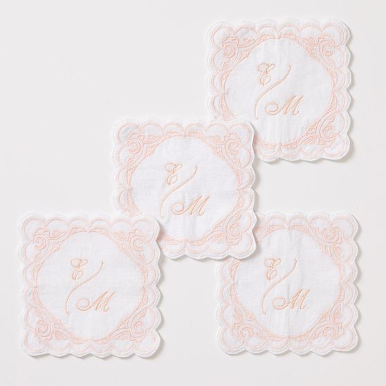 Bespoke Embroidered Coasters, Set of 4
