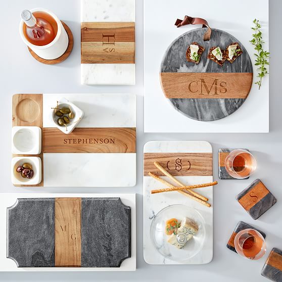 Wood and Marble Round Cheese Board