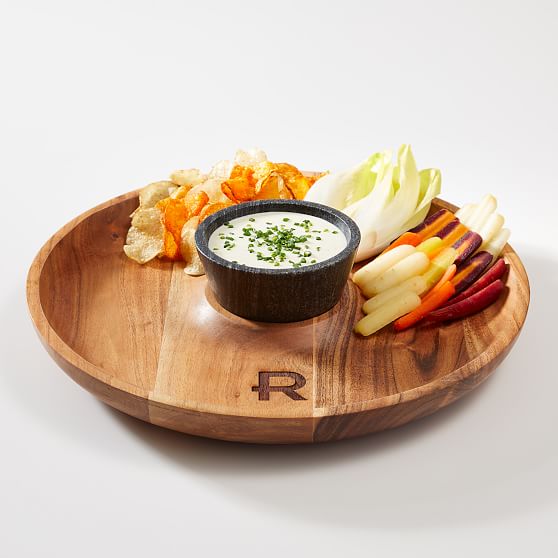 Wood and Marble Chip and Dip Set