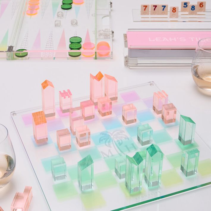 Colorful Acrylic Chess Checkers Game Set | Mark and Graham