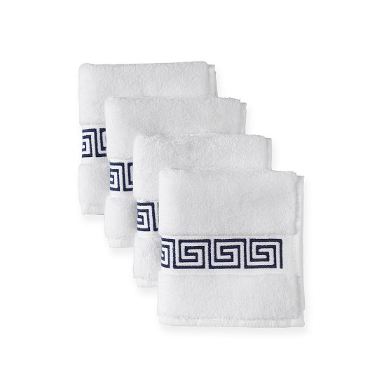 Hydrocotton Greek Key Wash Cloth, Set of 4