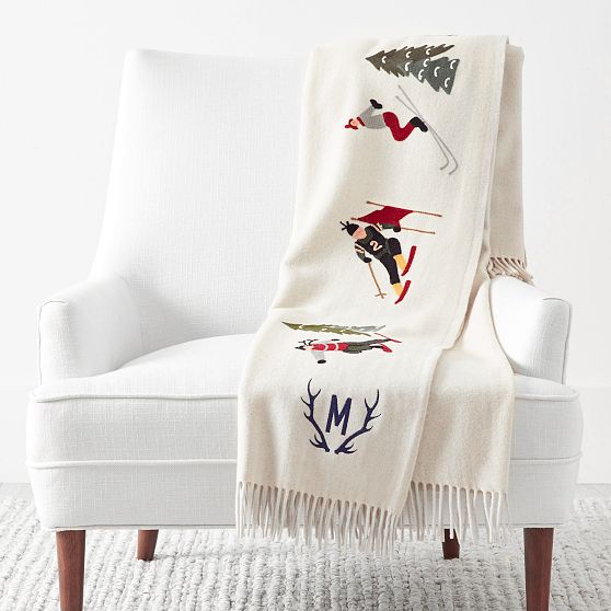 Hand Embroidered Wool Throw