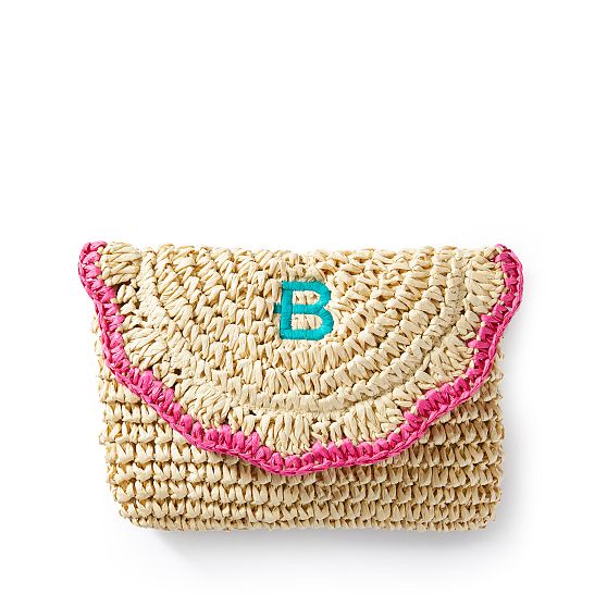 Scalloped Raffia Clutch