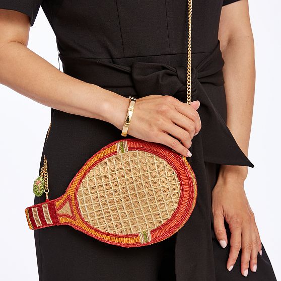 Beaded Tennis Racket Crossbody Bag