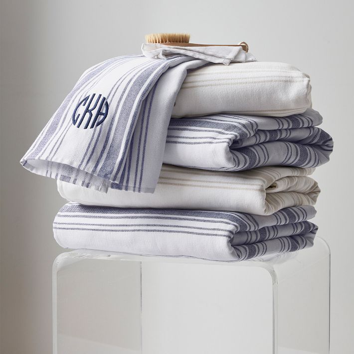 French Stripe Cotton Bath Towel | Mark and Graham