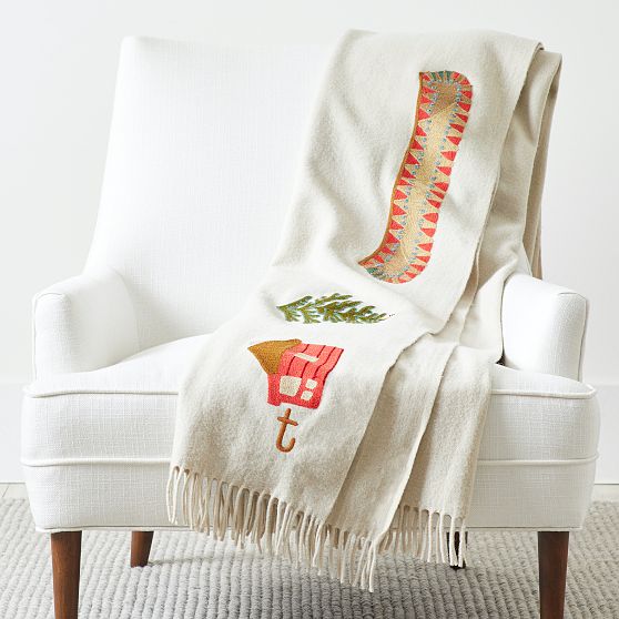 Hand Embroidered Wool Throw