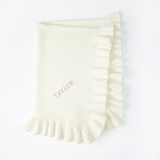 Ruffle Knit Cotton Baby Blanket